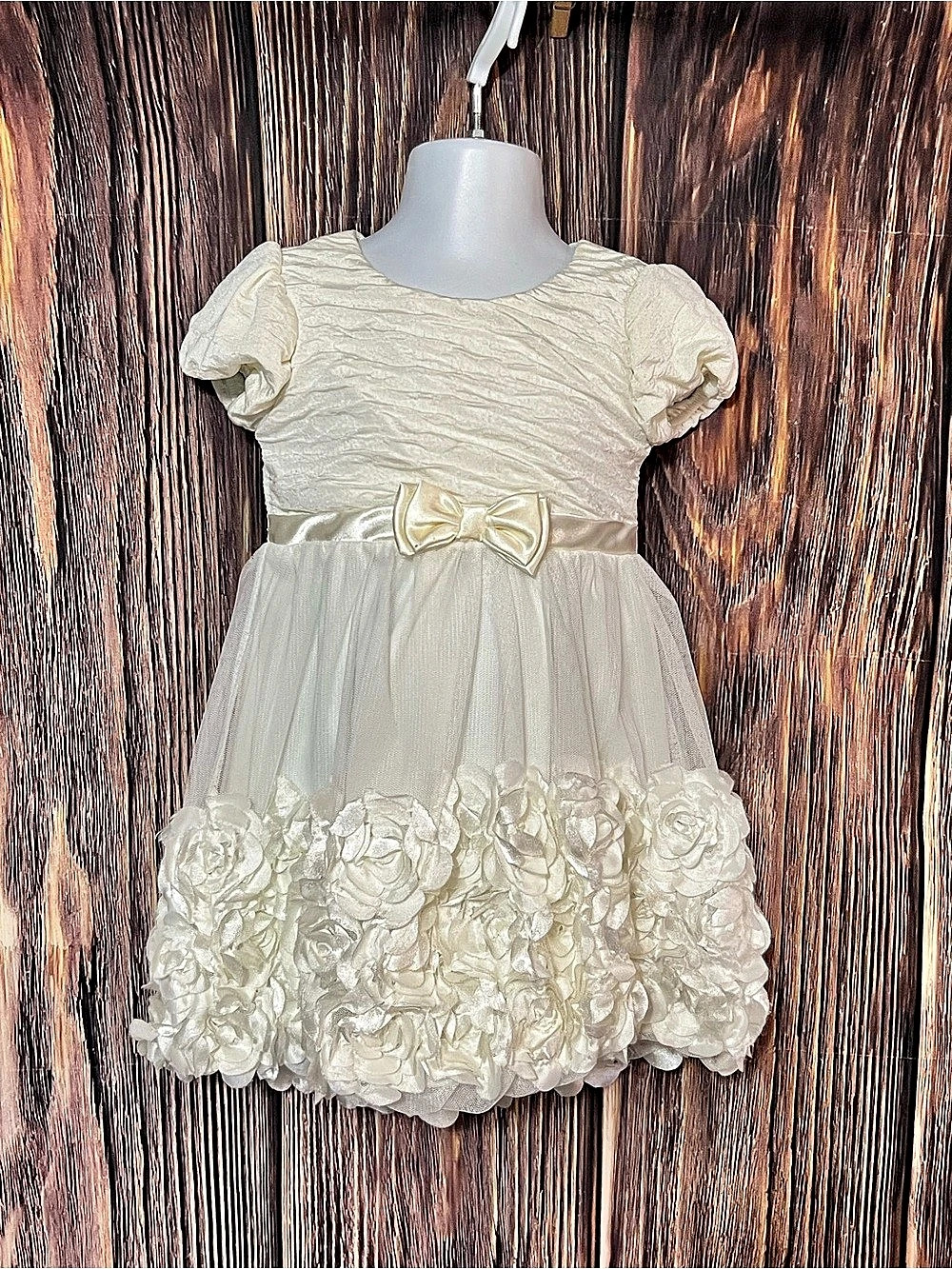 Girls 3T Cream Floral Formal Dress